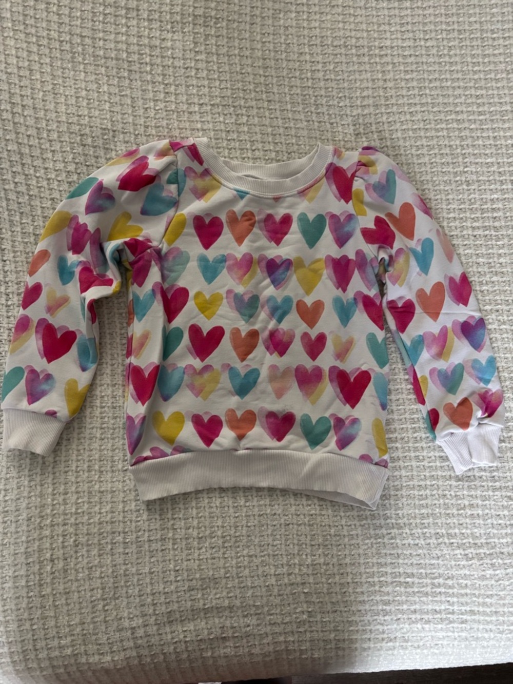 Little Sleepies White Sweatshirt with Multicolor Heart Print
